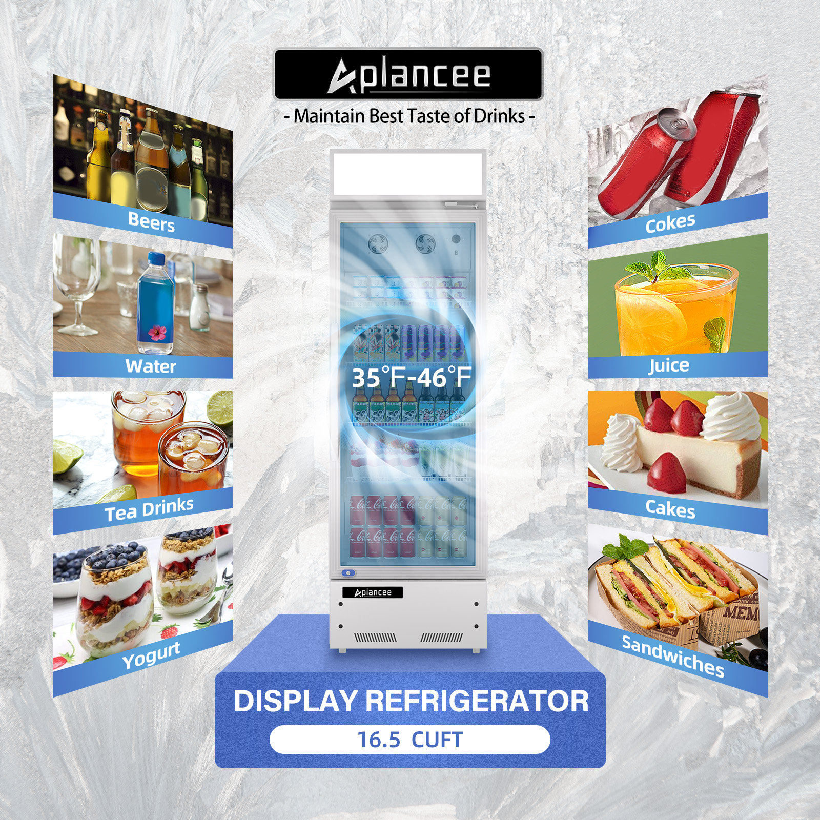 Aplancee Display Merchandiser Refrigerator 24" W 16.5 Cu.ft Glass Door